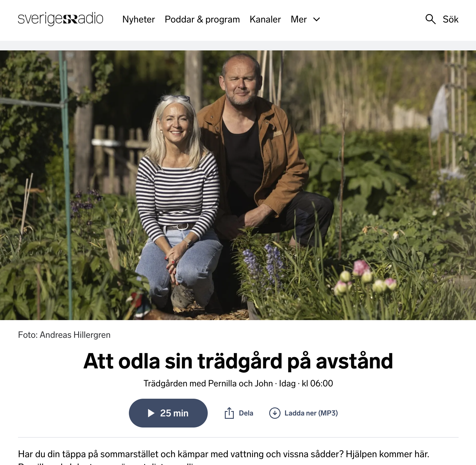Trädgården med Pernilla och John i Sveriges Radio P1